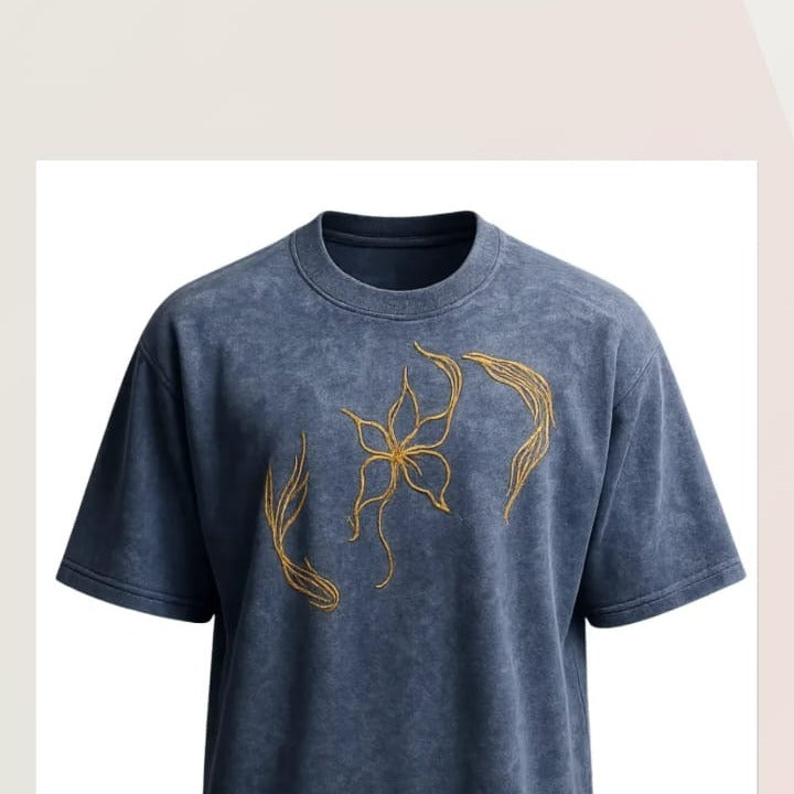 Blue Acid Wash Bird Tee