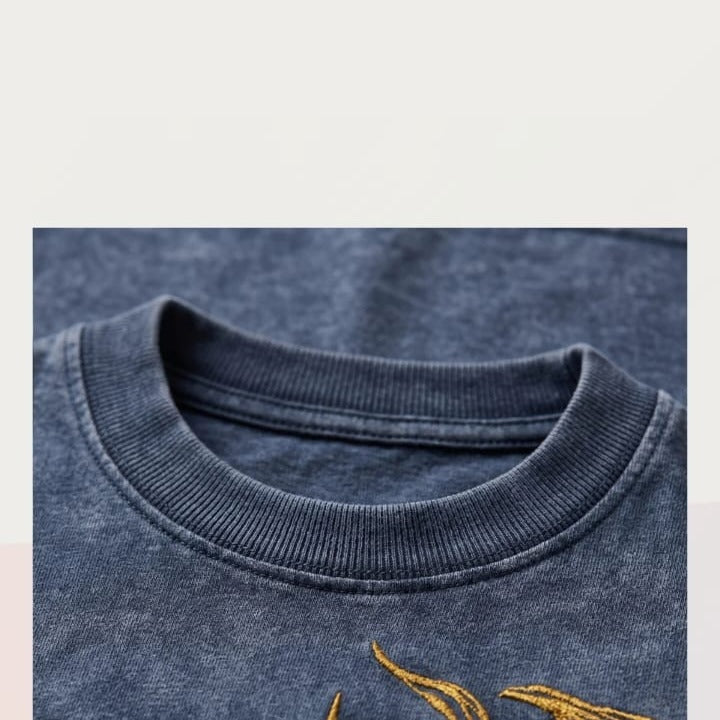 Blue Acid Wash Bird Tee product view