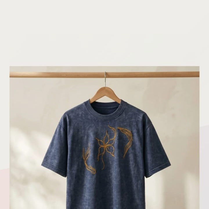 Blue Acid Wash Bird Tee product view