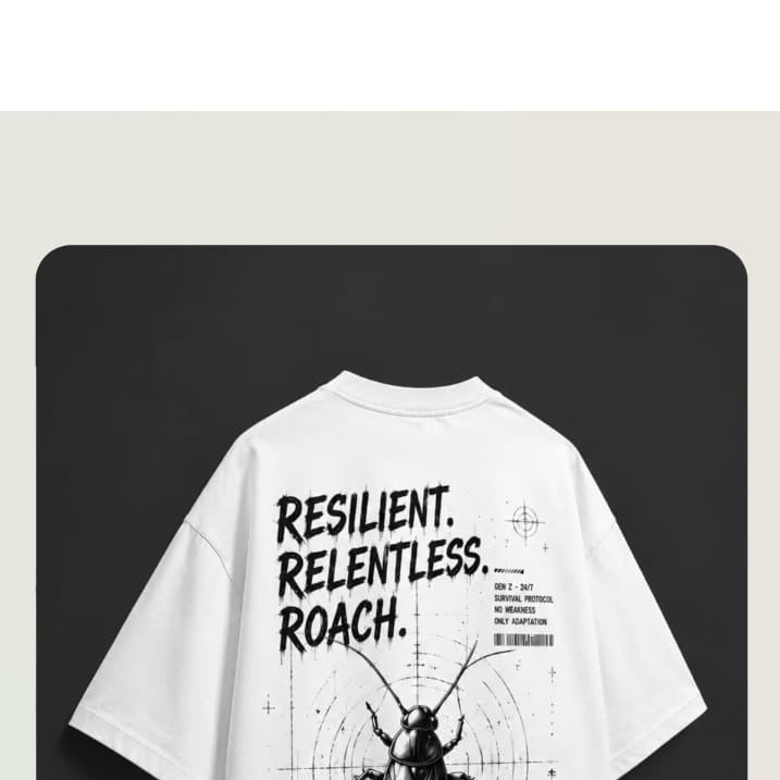 Survival Club "Resilient Roach" Oversized Tee – White product view