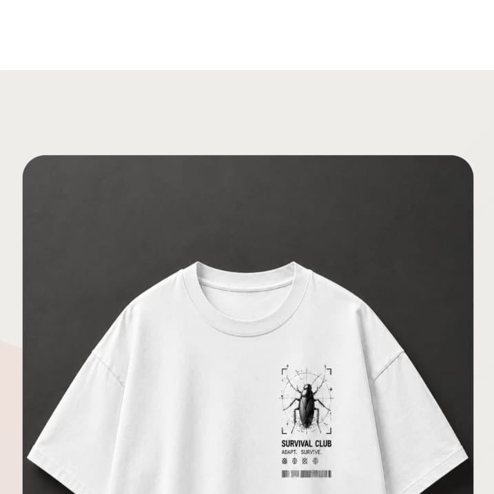 Survival Club "Resilient Roach" Oversized Tee – White product view