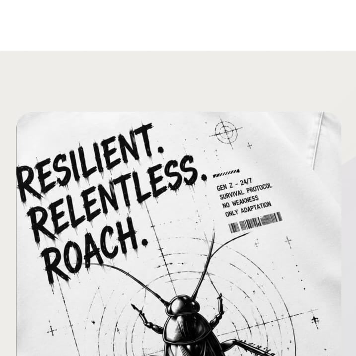 Survival Club "Resilient Roach" Oversized Tee – White product view