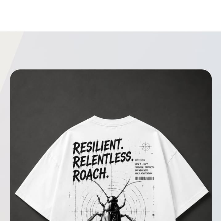 Survival Club "Resilient Roach" Oversized Tee – White product view