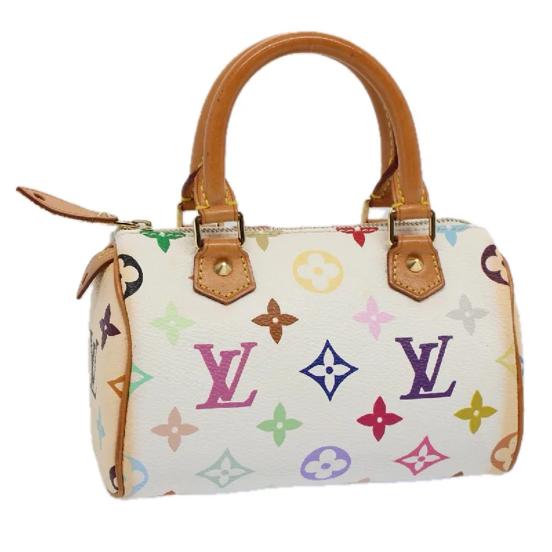 Affordable luxury bags LOUIS VUITTON Monogram Multicolor Mini Speedy Hand Bag White M92645 Auth 58259