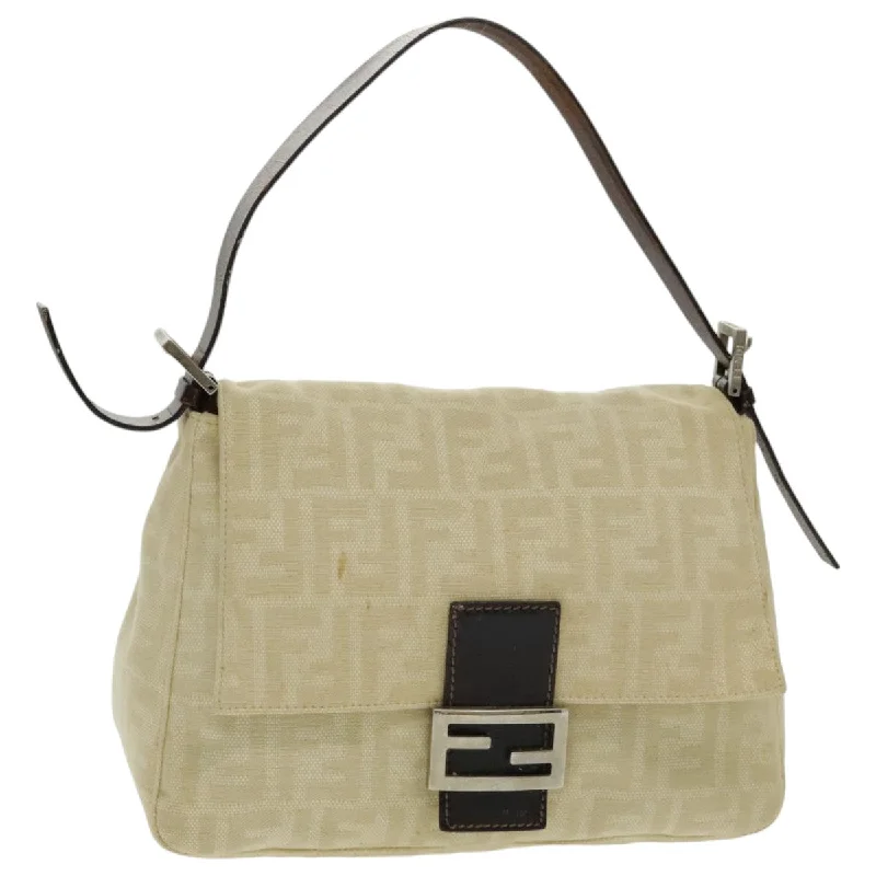 Luxury bags with chain strapsFENDI Zucca Canvas Mamma Baguette Shoulder Bag Beige  96676