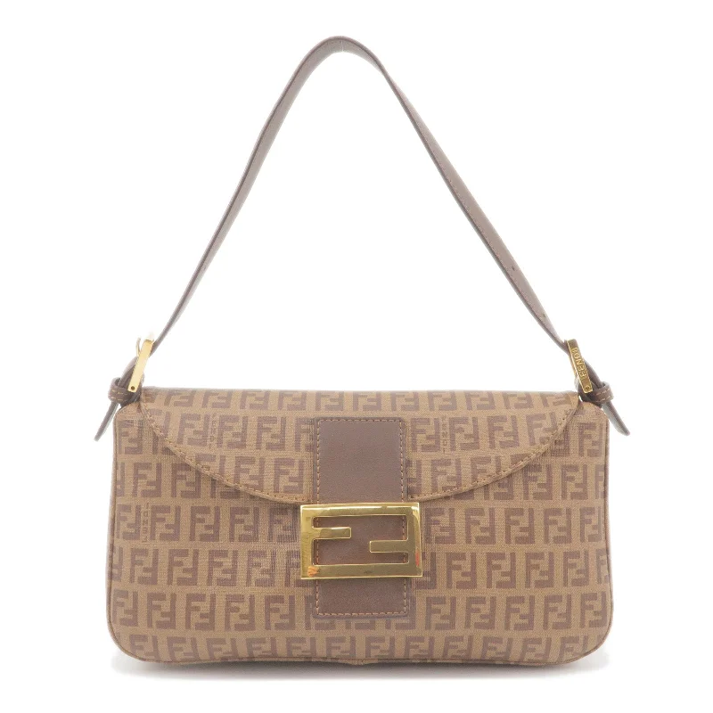 Mini bags for evening outFENDI Zucchino Mamma Baguette Canvas Leather Bag Brown 8BR003