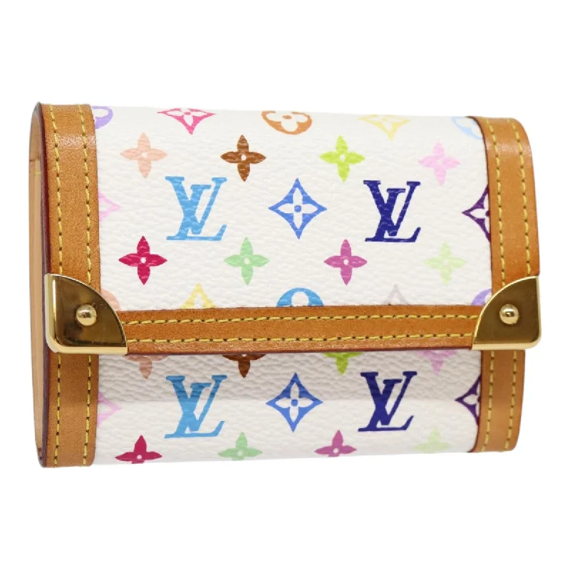 Eco-friendly tote bags for shoppingLOUIS VUITTON Monogram Multicolor Porte Monnaie Plat White M92657 LV Auth 88063