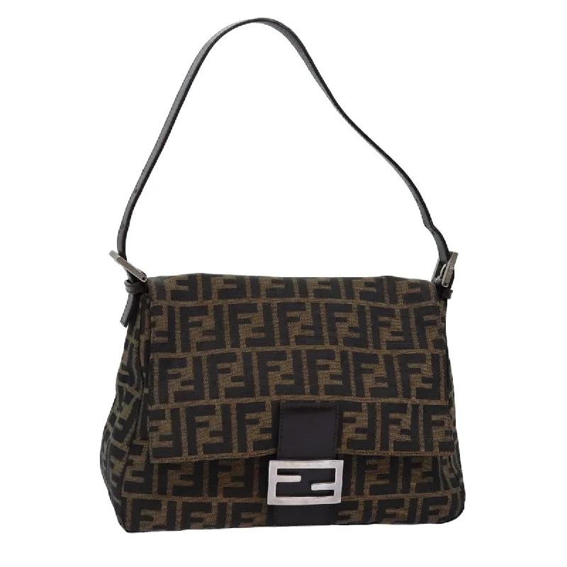 Vintage-inspired handbagsFENDI Zucca Canvas Mamma Baguette Shoulder Bag Black Brown  76476