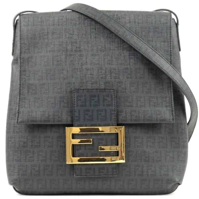 Luxury handbags 2025FENDI Zucchino Print PVC Shoulder Bag Gray Black 8BT127