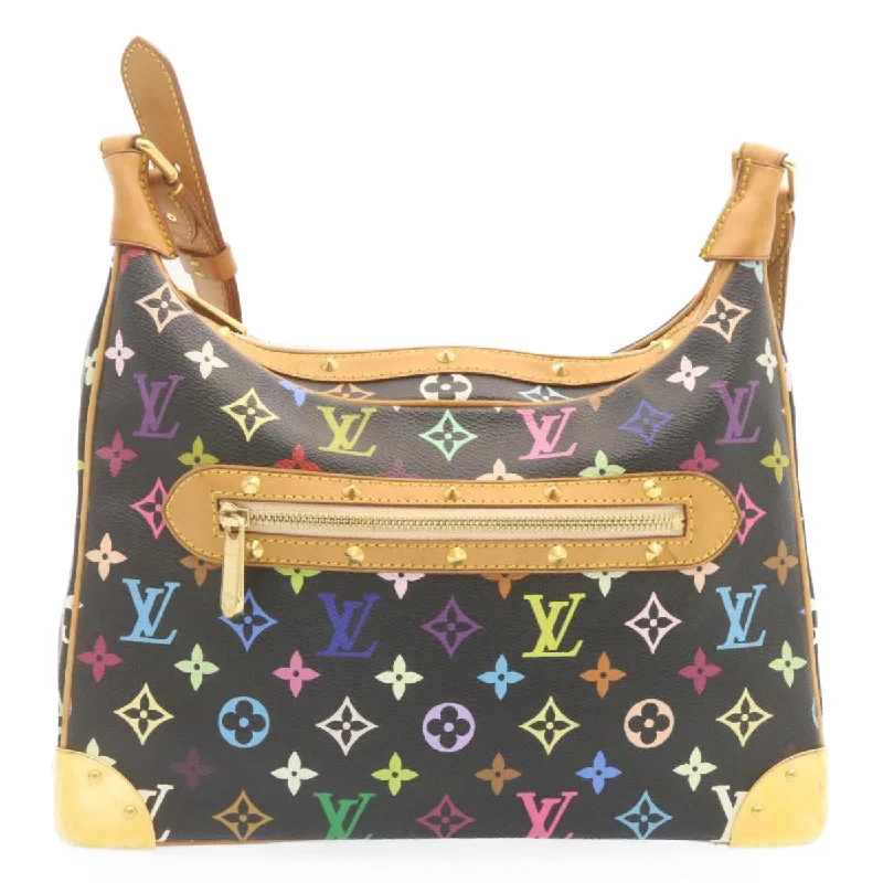 Designer bags with gold hardwareLOUIS VUITTON Monogram Multicolor Boulogne Shoulder Bag Black M92638 Auth 23547A