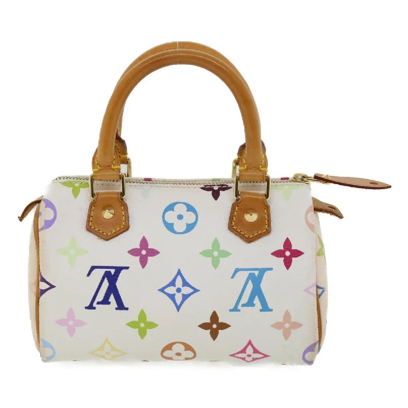 Luxury bags with chain strapsLOUIS VUITTON Monogram Multicolor Mini Speedy Hand Bag White M92645 Auth am907g