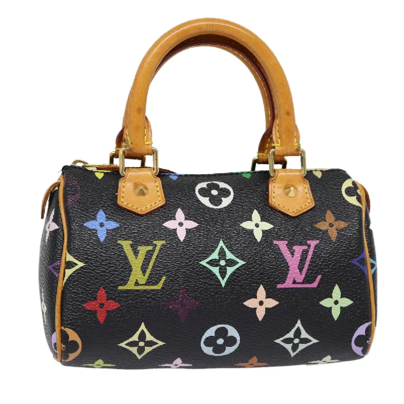 High-end designer bags for menLOUIS VUITTON Monogram Multicolor Mini Speedy Hand Bag Black M92644 Auth ep5552