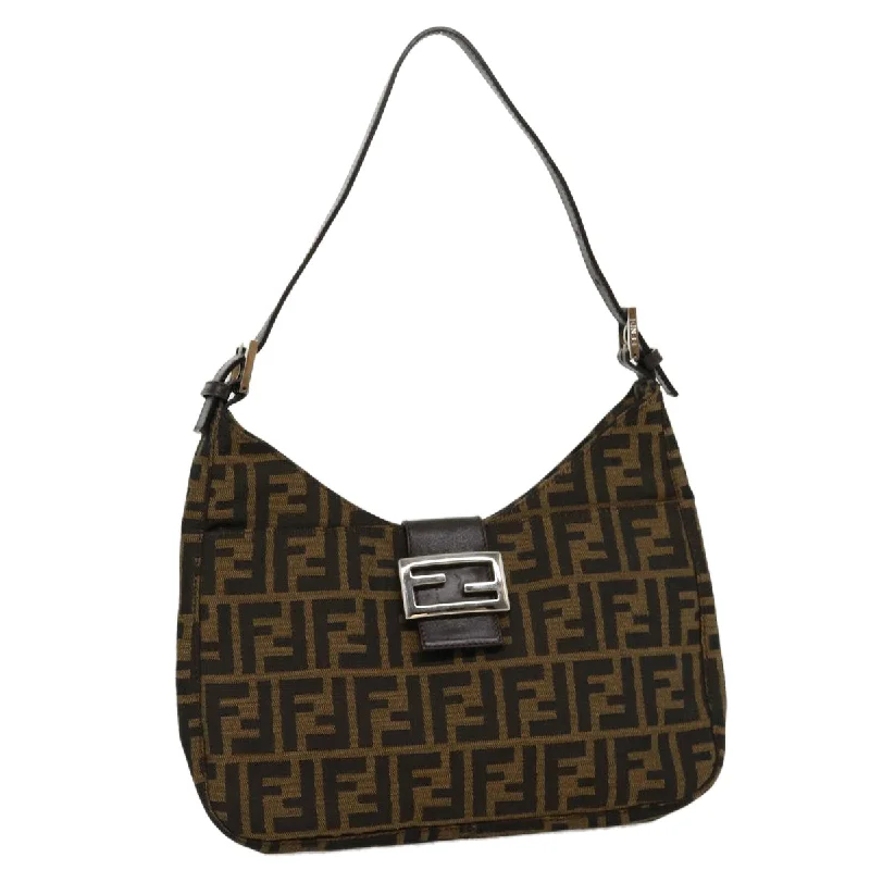 Designer bags for womenFENDI Zucca Canvas Mamma Baguette Shoulder Bag Brown Black  ar7182A