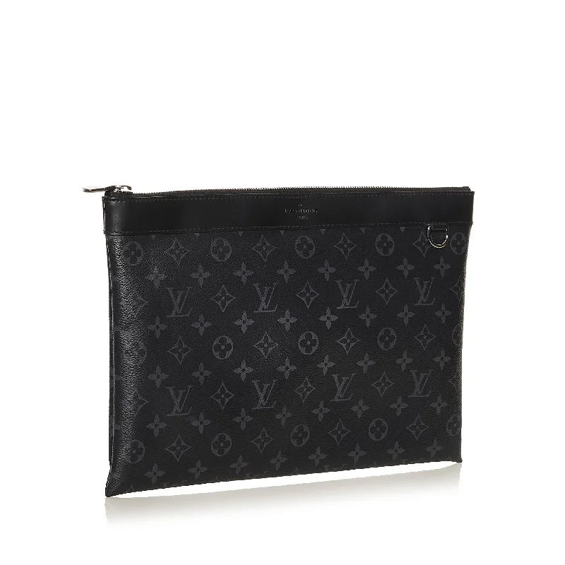 Vegan leather handbagsLouis Vuitton Monogram Eclipse Discovery Pochette GM (37297)