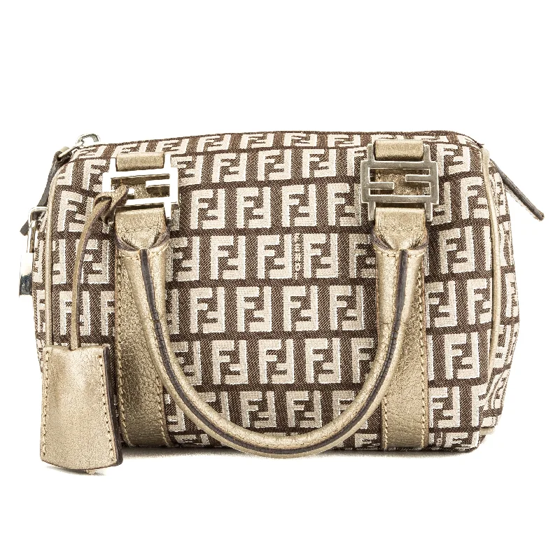 Best-selling designer bags 2025Fendi Zucchino Forever Bauletto Mini Boston (3912020)