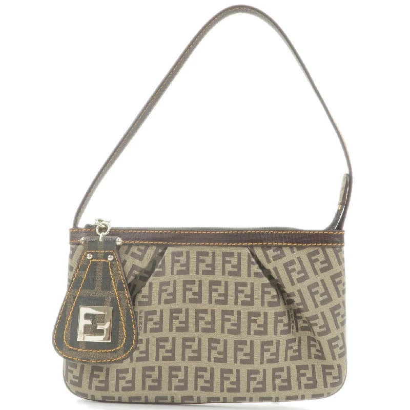 Best bags for weekend getawaysFENDI Zucchino Print PVC Leather Pouch Hand Bag Beige Brown 8BR566