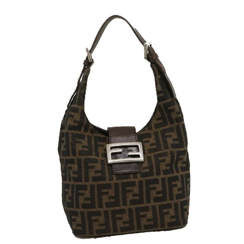 Customizable monogram bagsFENDI Zucca Canvas Mamma Baguette Shoulder Bag Brown Black  yk4558