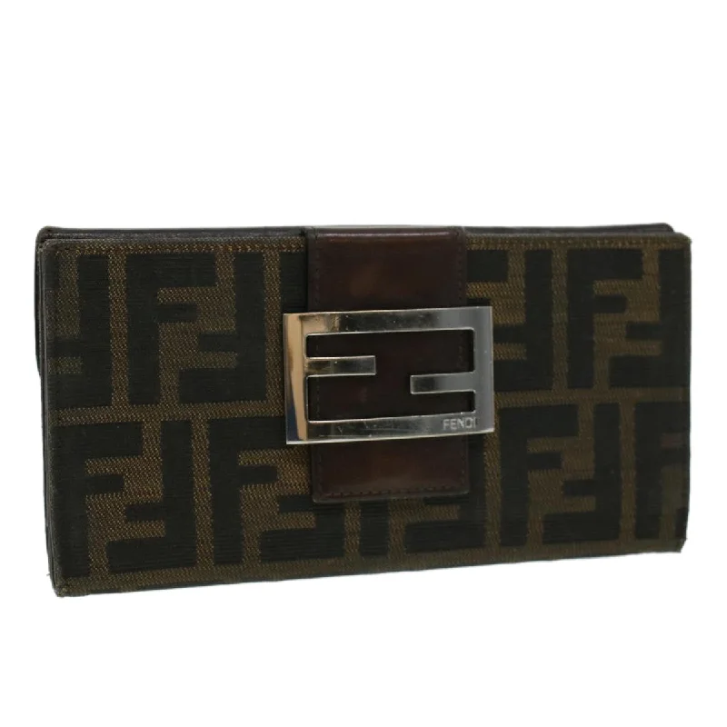 Luxury handbags 2025FENDI Zucca Canvas Long Wallet Brown Black  ac1385