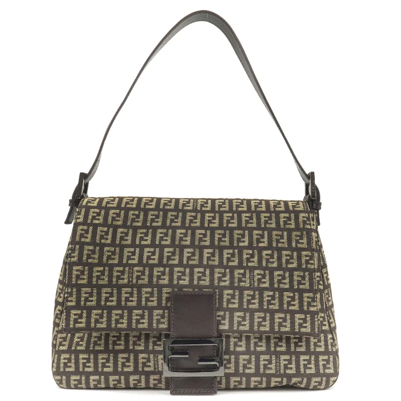 Best tote bags for workFENDI Zucchino Mamma Baguette Canvas Leather Bag Brown 8BR001