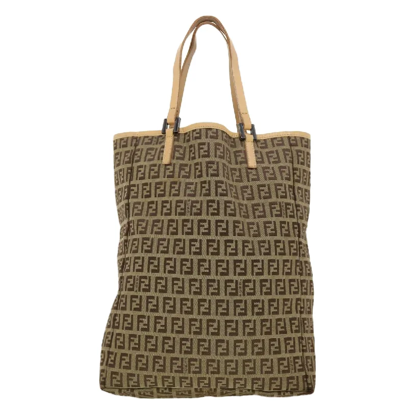 Luxury brand bags on saleFENDI Zucchino Canvas Tote Bag Beige 3677/8BH006028 Auth rd4733