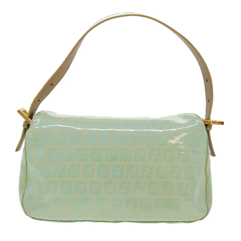 Vegan leather handbagsFENDI Zucchino Mamma Baguette Shoulder Bag Coated Canvas Light Blue Auth yk6594B