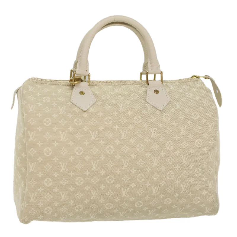 Sustainable fashion bagsLOUIS VUITTON Monogram Mini Lin Speedy 30 Hand Bag White Dunne M95319 Auth 55955