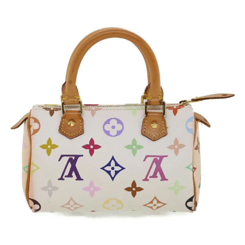 Trendy bucket bags for summerLOUIS VUITTON Monogram Multicolor Mini Speedy Hand Bag White M92645 Auth am548g