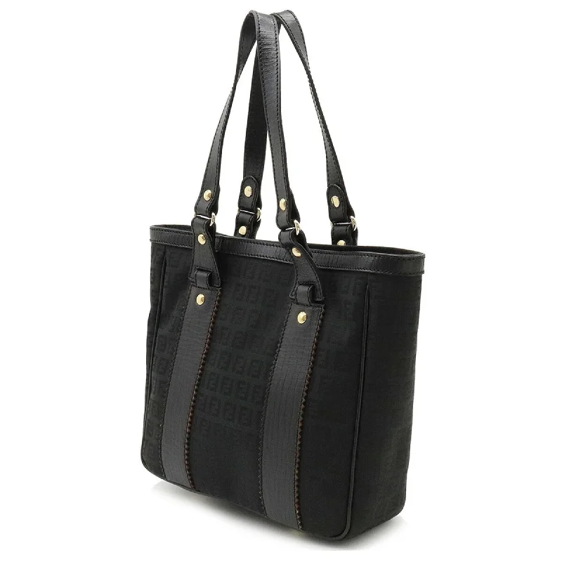 Affordable designer bag dupesFENDI Zucchino Zucca Pattern Tote Bag Shoulder Canvas Leather Black 8BH161