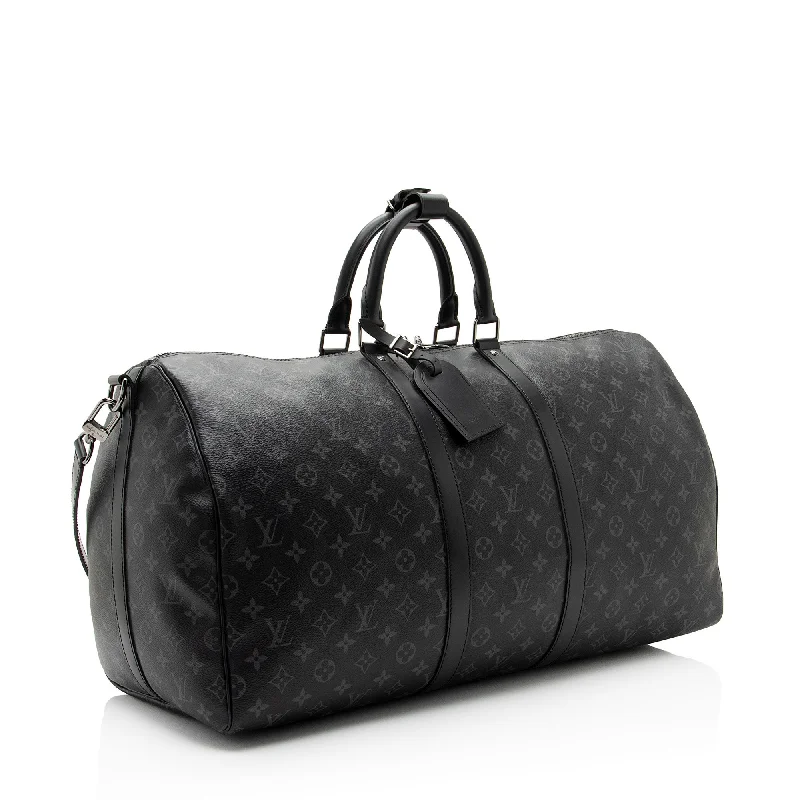 Compact crossbody bags for travelLouis Vuitton Monogram Eclipse Keepall 55 Bandouliere Duffle Bag (34JbTV)