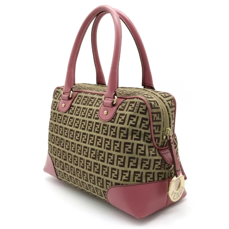 Luxury bags with exotic skinsFENDI Zucchino Zucca Pattern Tote Bag Handbag Canvas Leather Khaki Beige Rose Pink 8BL076