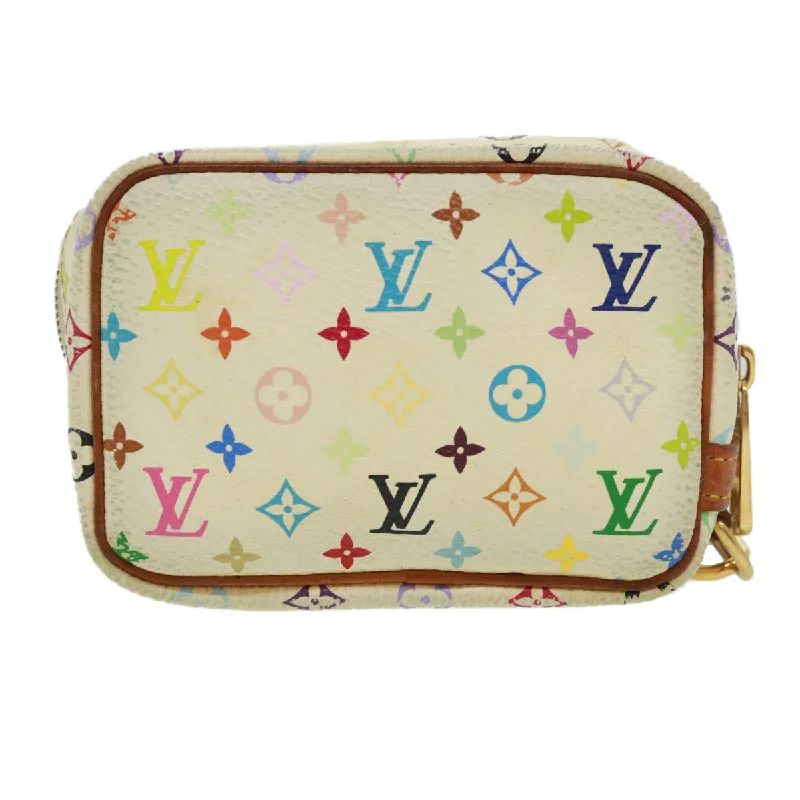 Trendy transparent PVC bagsLOUIS VUITTON Monogram Multicolor Trousse Wapity Pouch White M58033 Auth rh288