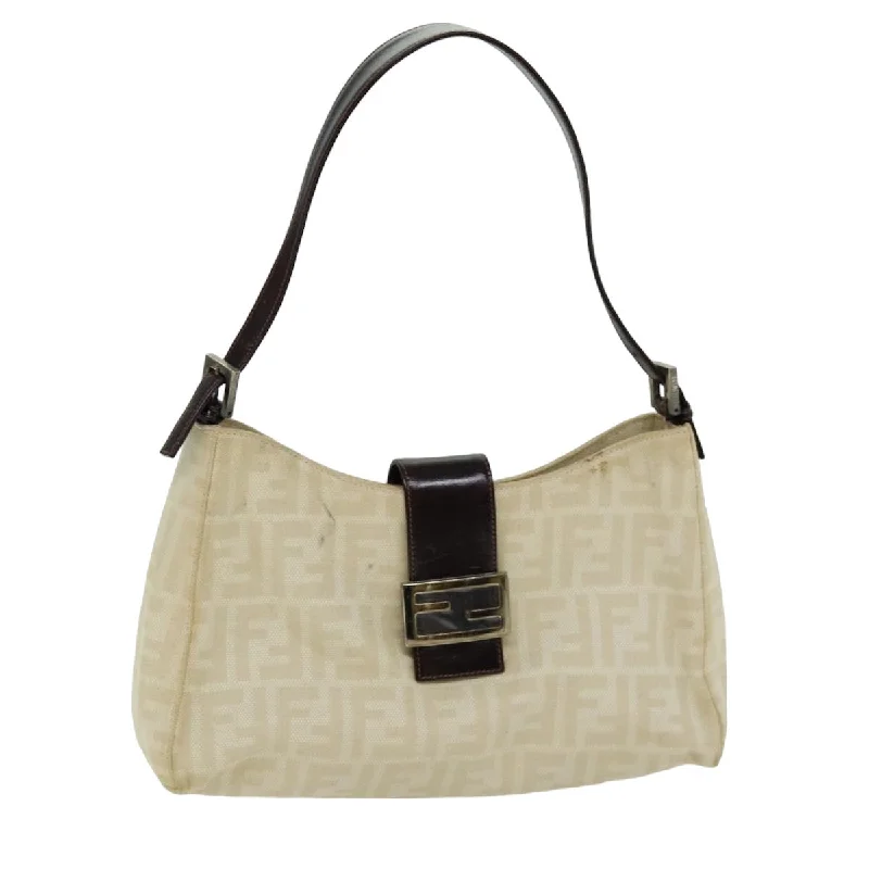 Designer bags with gold hardwareFENDI Zucca Canvas Mamma Baguette Shoulder Bag Beige  76561