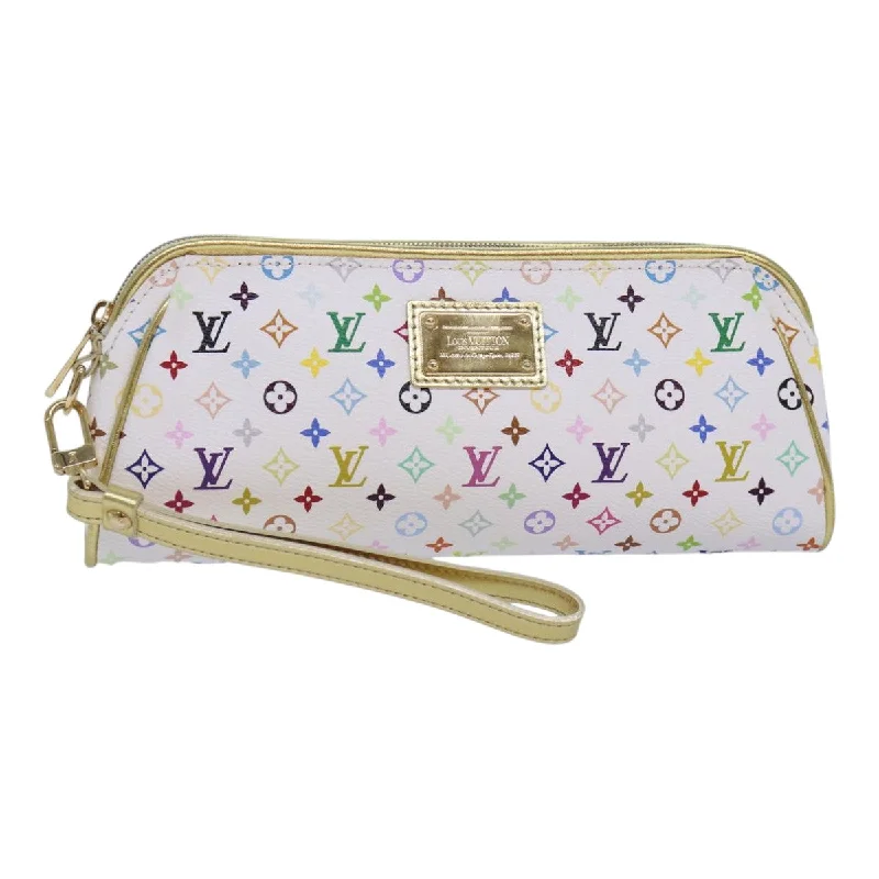 Mini bags for evening outLOUIS VUITTON Monogram Multicolor Kate Pouch White Bron M55212 LV Auth 86743