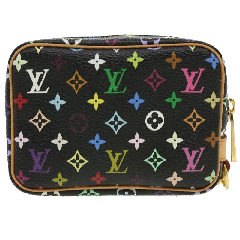 High-quality leather messenger bagsLOUIS VUITTON Monogram Multicolor Trousse Wapity Pouch Black M58034 Auth yk5142A