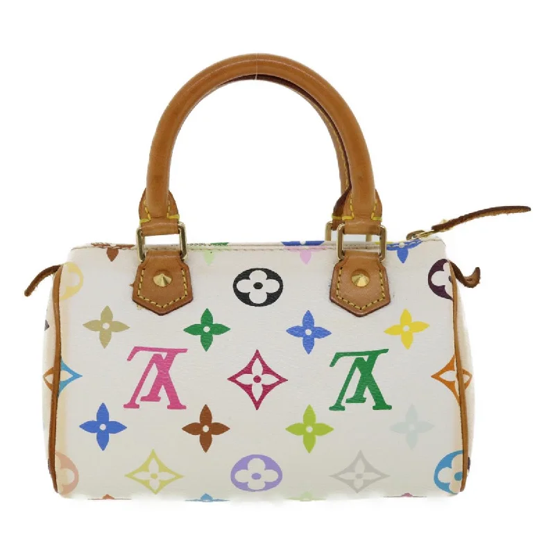 Minimalist leather handbagsLOUIS VUITTON Monogram Multicolor Mini Speedy Hand Bag White M92645 Auth am648g