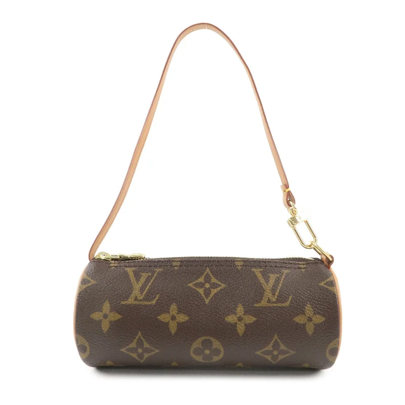 Designer bags with top handlesLouis Vuitton Monogram Mini Pouch for Papillon Hand Bag Brown