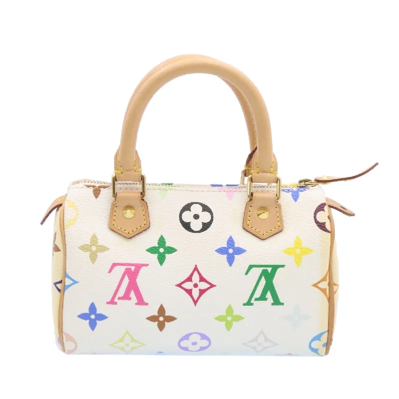 Lightweight duffle bags for gymLOUIS VUITTON Monogram Multicolor Mini Speedy Hand Bag White M92645 Auth 26093