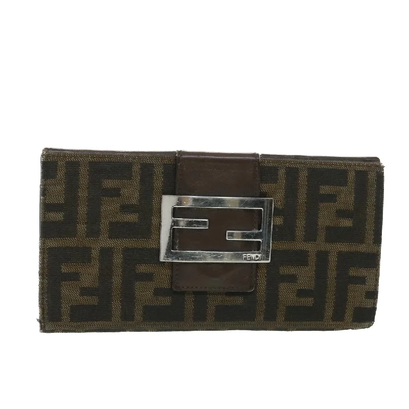 Designer bags with top handlesFENDI Zucca Canvas Long Wallet Black Brown 2400-31133 018  38704