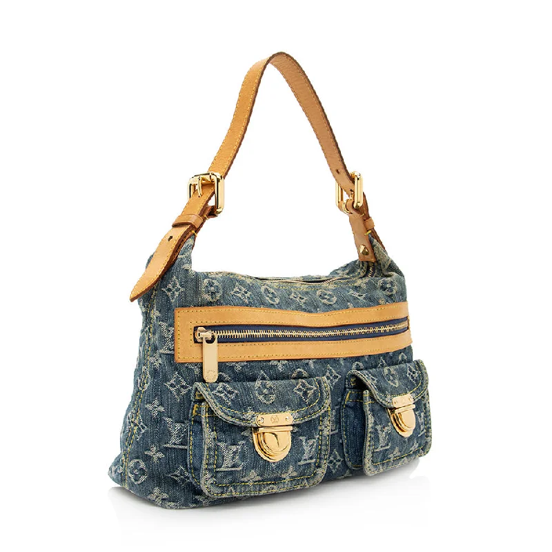 Trendy bucket bags for summerLouis Vuitton Monogram Denim Baggy PM Shoulder Bag (21107)