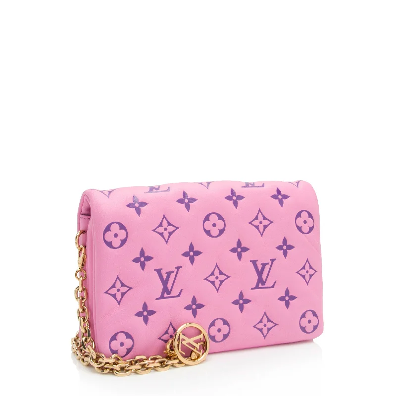 Luxury bags with chain strapsLouis Vuitton Monogram Embossed Lambskin Coussin Pochette (oTUif1)