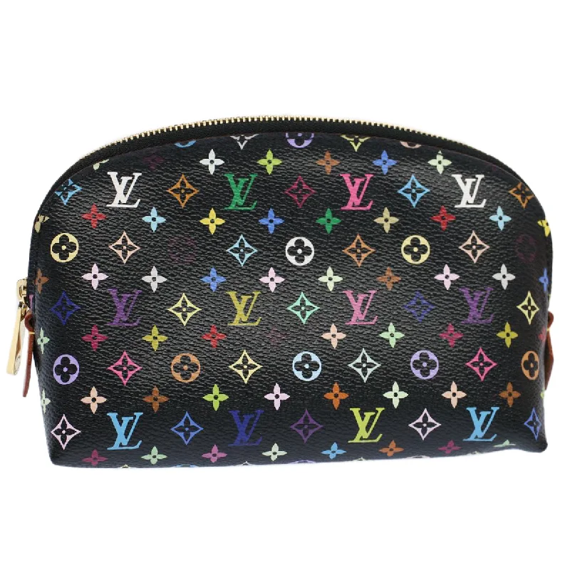 High-end designer bags for menLOUIS VUITTON Monogram Multicolor Pochette Cosmetic Black M47355 LV Auth 55047A