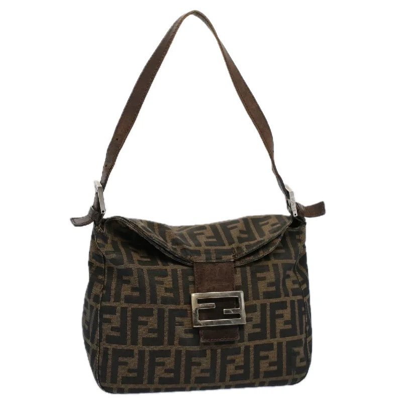 Designer bags for womenFENDI Zucca Canvas Mamma Baguette Shoulder Bag Black Brown  ep2428