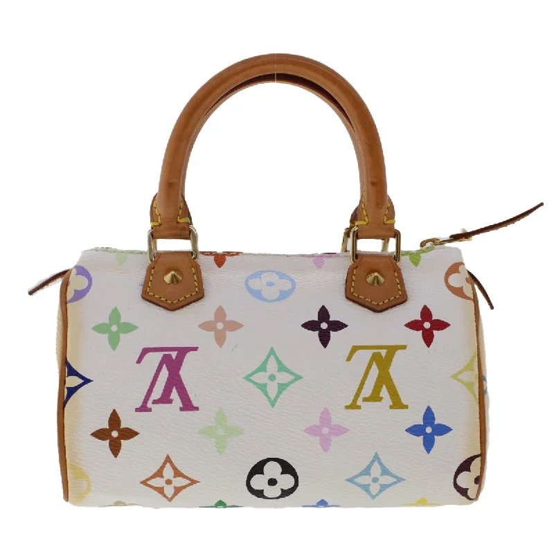 Durable leather bags for daily useLOUIS VUITTON Monogram Multicolor Mini Speedy Hand Bag White M92645 Auth 49983