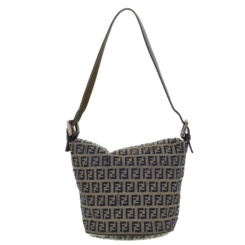 Minimalist leather handbagsFENDI Zucchino Canvas Shoulder Bag Navy 2321-26765-018  44300