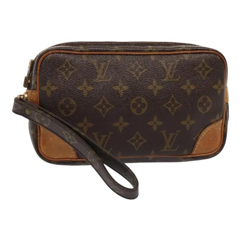 Trendy transparent PVC bagsLOUIS VUITTON Monogram Marly Dragonne PM Clutch Bag M51827 LV Auth tb1138