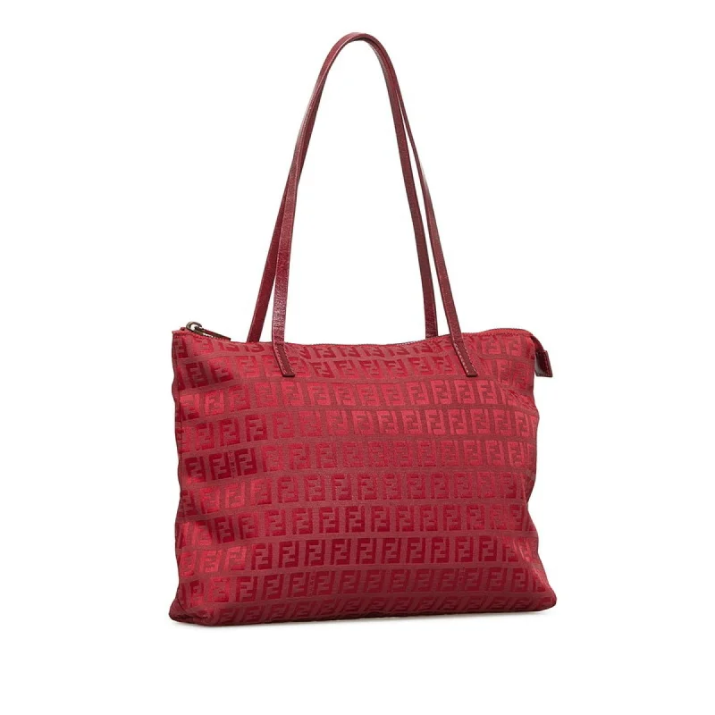 High-quality leather messenger bagsFENDI Zucchino handbag tote bag 8BH022 red canvas leather ladies