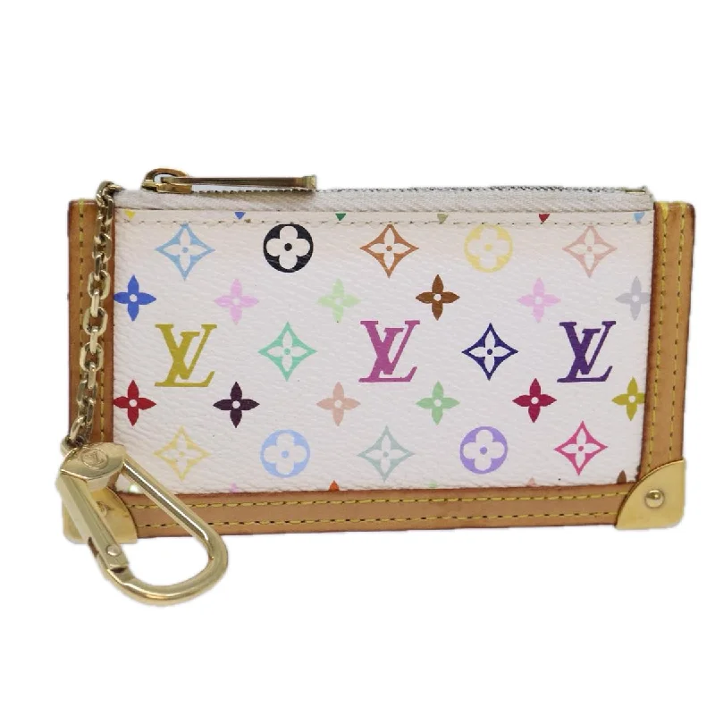 Luxury brand bags on saleLOUIS VUITTON Monogram Multicolor Pochette Cles Purse White M92655 Auth 85417