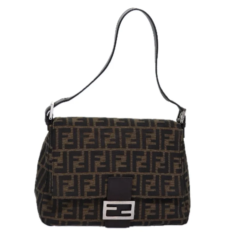 High-end designer bags for menFENDI Zucca Canvas Mamma Baguette Shoulder Bag Black Brown  yk12785