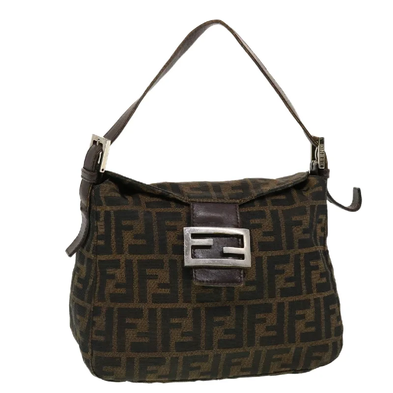 Trendy bucket bags for summerFENDI Zucca Canvas Mamma Baguette Shoulder Bag Black Brown  bs5426