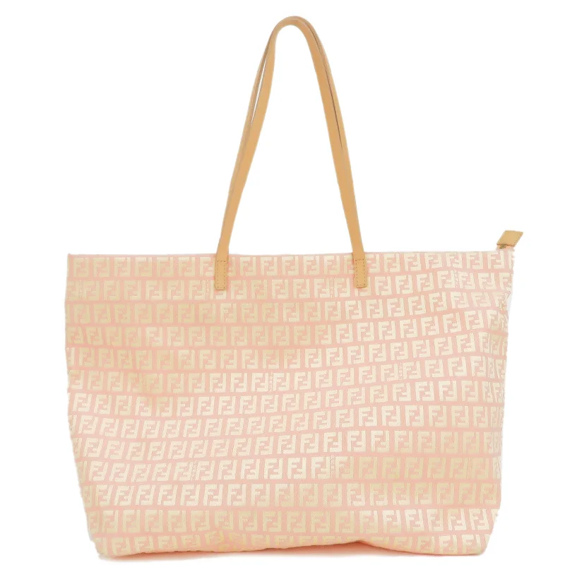 High-quality leather messenger bagsFENDI Zucchino Print Canvas Leather Tote Bag Pink 8BH025